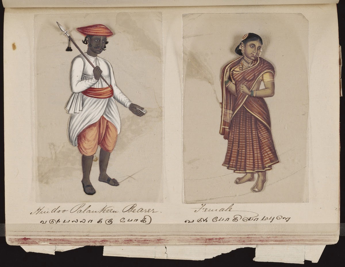 Seventy-two-Specimens-of-Castes-in-India-47-Hindoo-Palaukeen-Bearer-and-his-Wife