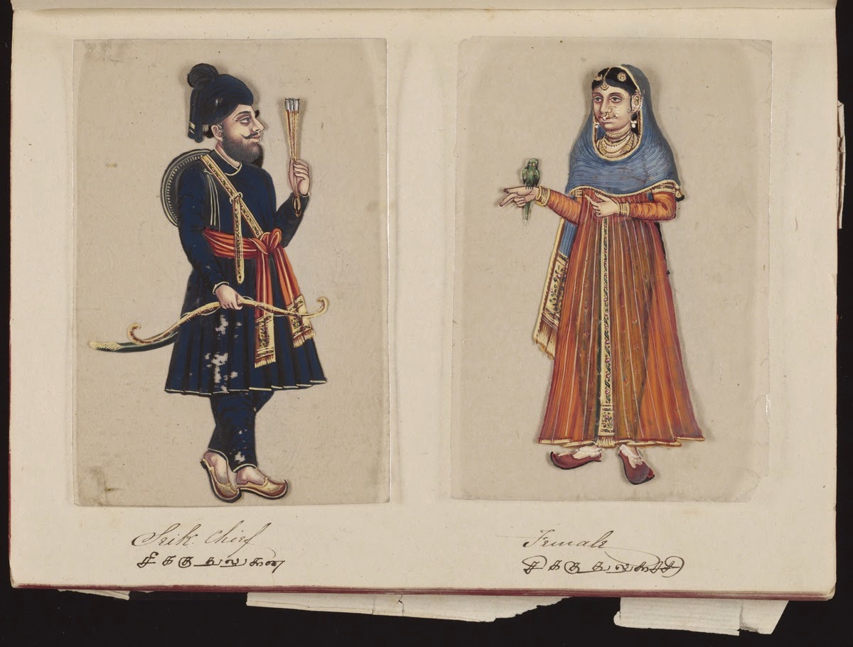 Seventy-two-Specimens-of-Castes-in-India-8-Seik-Chief-and-Female