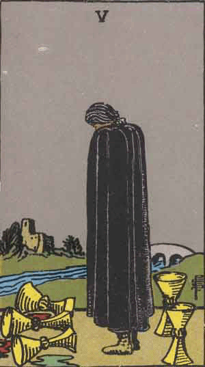 Tarotkort Fem Bægre